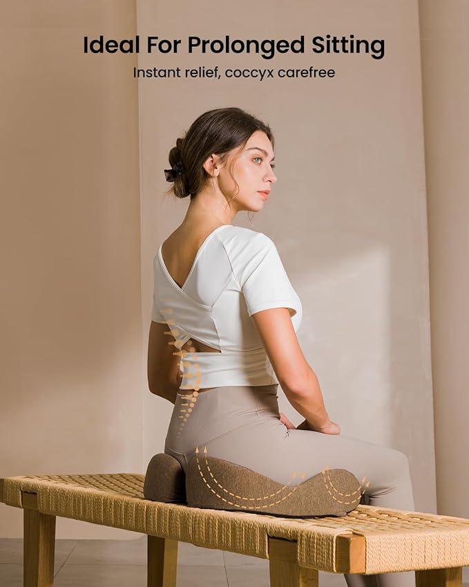 ProtoArc Seat Cushion, Office Chair Cushion for Sciatica, Coccyx Cushion, Ergonomic Memory Foam Seat Cushion for Car, Home, Pressure Relief Pad for Hip, Tailbone, All Day Comfort - Coffee