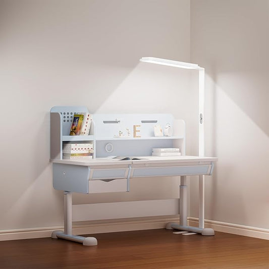 LED Floor Lamp,Full Spectrum 4000K Natural Daylight Eye-Caring Reading Lamp,Dimmable Light,Multiple Diffuse Reflections Aluminum Tall Standing Lamp for Living Room Kids Study Home Office - White