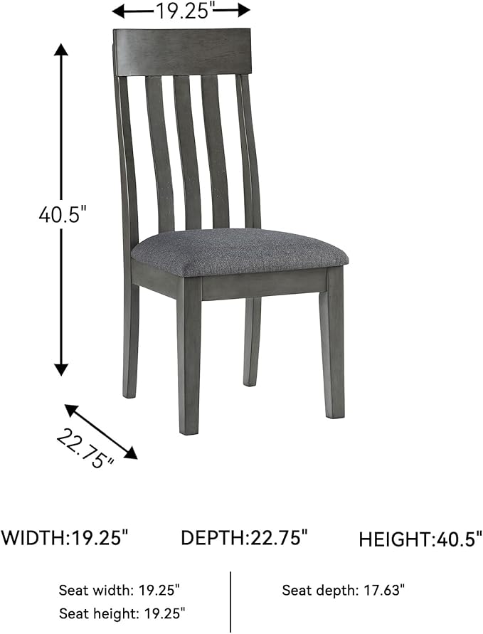 Signature Design by Ashley Hallanden Contemporary Dining Upholstered Side Chair, Set of 2, Armless, Comb Back Design, Wood Frame, Gray