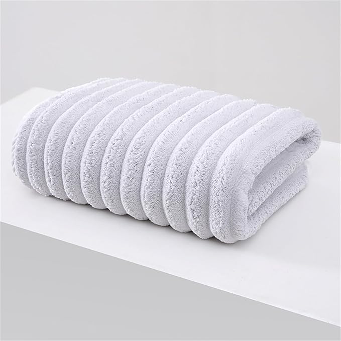 Soft Bath Towels Set, Microfiber Ribbed Oversized Bath Towels Extra Large for Bathroom, Home, Hotel, Spa, Beach, Pool, Gym (8-Piece Towel Set, Grey)
