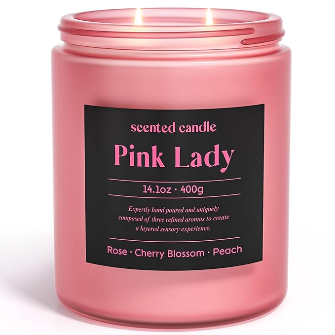 Candles for Women, 14.1 oz Scented Candles for Home, 2 Wicks Blended Scents Birthday Candles Gifts for Mom, Wife, Teachter, Girlfriend (Rose+Cherry Blossom+Peach)