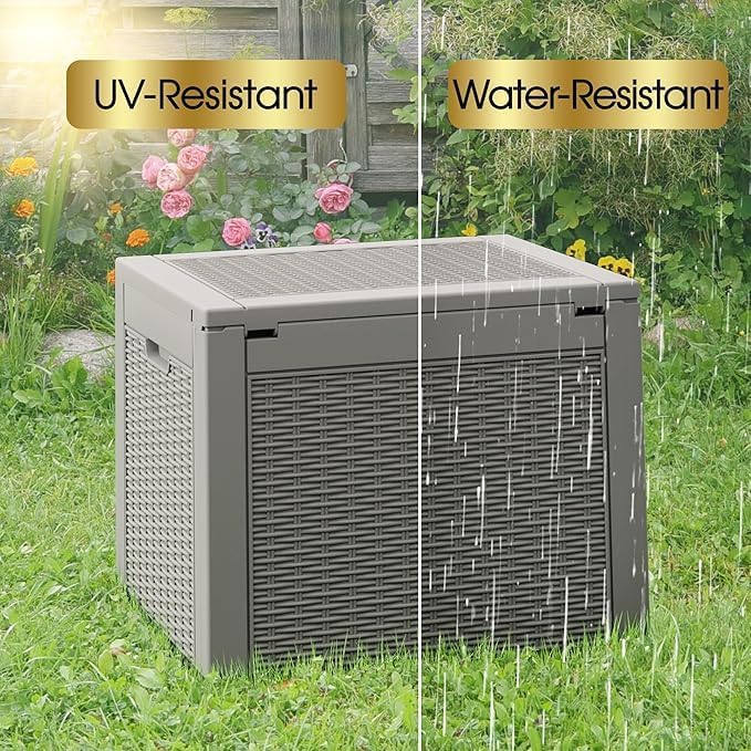 31 Gallon Outdoor Storage Box, Resin Deck Boxes Outdoor Waterproof For Patio Furniture, Garden Tools, Pool Supplies, Durable And UV Resistant, Lockable(2Box,a set)