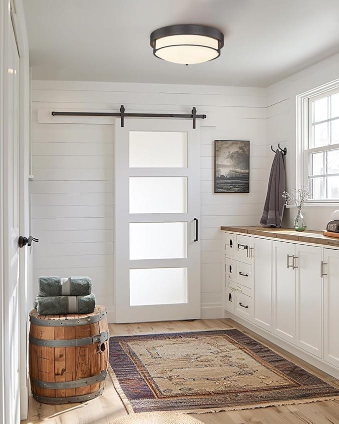 12 inch Flush Mount Ceiling Light, 2-Light Close to Ceiling Light Fixtures with Oil Rubbed Bronze Finish for Bathroom Bedroom Kitchen Hallway, 4822-ORB