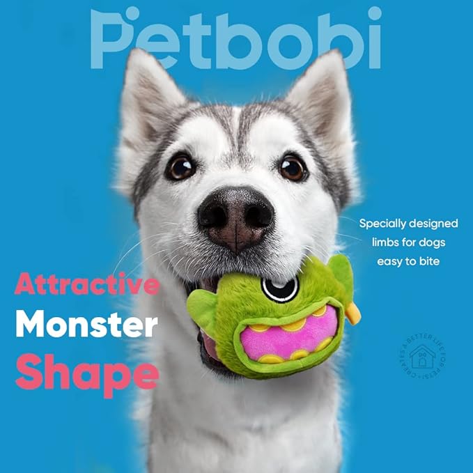 Petbobi Interactive Dog Toys Monster Active Ball for Dogs with Batteries, Self Moving Balls and Plush Cover for Small & Medium Dogs to Chase, Dog Toy Squeaky Crazy Bouncer Ball, Rock Bobby