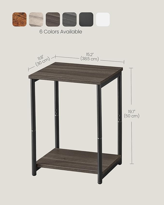 VASAGLE Side Tables Set of 2, Small End Table, Nightstand for Living Room, Bedroom, Office, Bathroom, Chestnut Brown and Classic Black ULET272B74