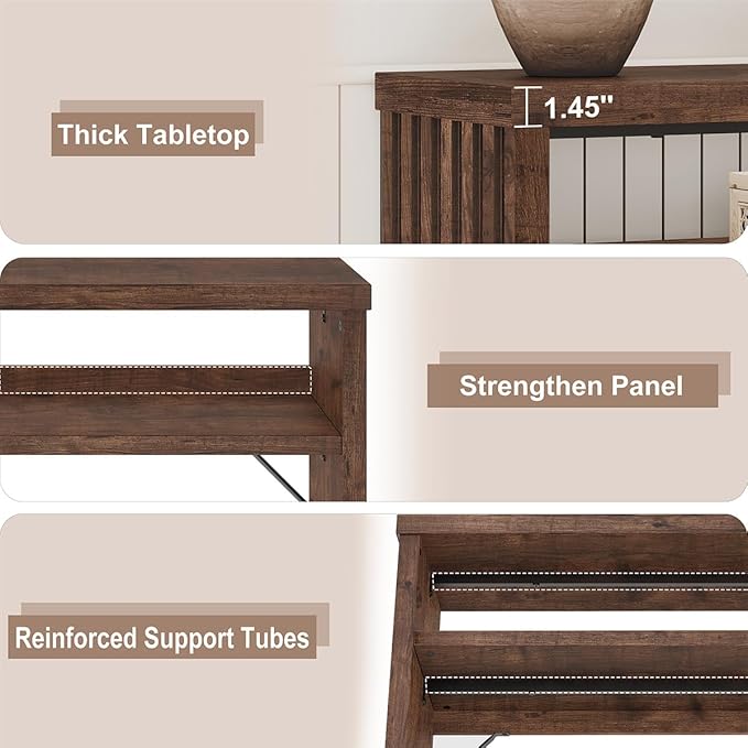 BON AUGURE Entryway Table, Console Table Behind Couch, Wood Sofa Tables with Shelf for Living Room, Farmhouse Entry Tables for Hallway Foyer (Rustic Oak, 47 Inches)