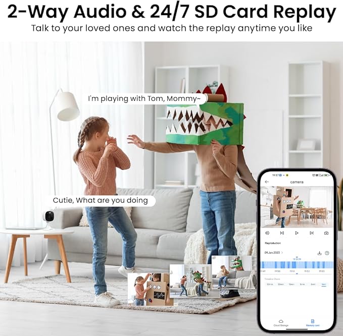 2K Cameras for Home Security-Outdoor/Indoor Camera for Dog/Cat/Pet/Nanny/Baby, Color Night Vision, White Light, Siren, 24/7 SD Recordings, Works with Alexa/Google Home, C1 (C1-White-4pack-2.4G)