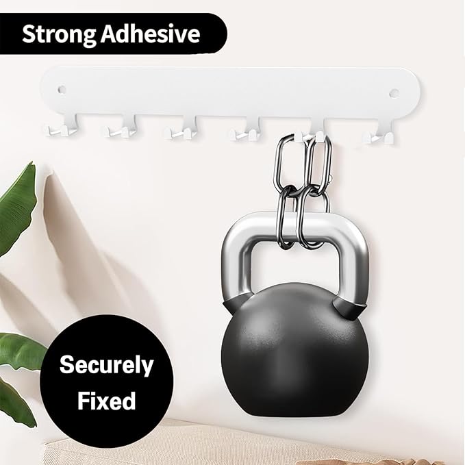 2 Pack Key Holder for Wall,Key Hooks,Key Holder Wall Mount Self Adhesive, Key Rack Wall Mount for Wall No Drill for Living Room, Kitchen, Bathroom, Garage (White, 12 Hooks)