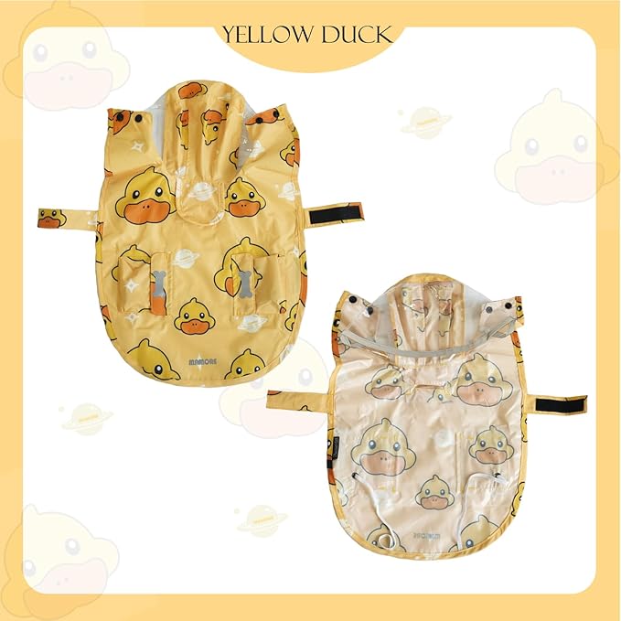 Dog Raincoat,Waterproof Rain Poncho with Hoodie, High Reflective Adjustable Pet Rain Jacket with Leash Hole for Small Medium and Large Dogs (Yellow Duck, Large)