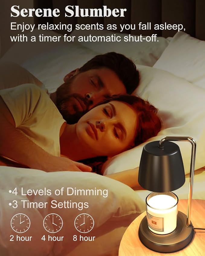Candle Warmer Lamp with Timer and Dimmer - Electric Candle Lamp Warmer for Jar Candles - Ideal Home Decor Gift for Women, Daughter, and Mom - Includes 2 Bulbs (Black & Gold)