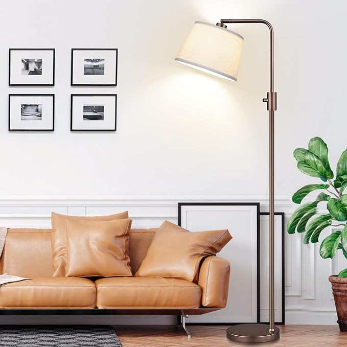 Nintiue [Upgraded] Dimmable Floor Lamp, 1000 Lumens LED Edison Bulb Included, Modern Arc Standing Tall Brown Floor Lamp for Living Room Bedroom Office Dining Room