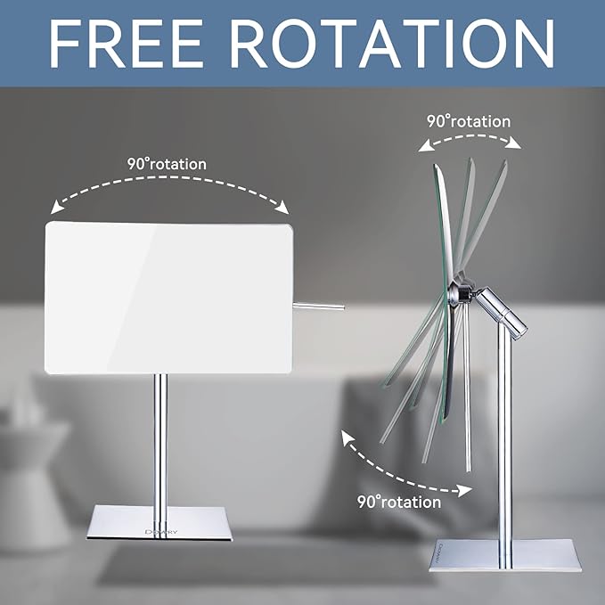 DOWRY 5X Tabletop Magnifying Makeup Mirror Adjustable Rectangular Vanity Mirror for Bedroom 304 Stainless Steel Gifts for Women Wife Mom Teengirls Polished Chrome