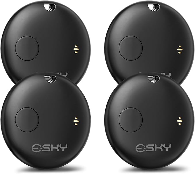Esky Smart Tag for Air Tag-4 Pack, Bluetooth Luggage Tracker Compatible with Apple Find My APP (Only iOS, Not for Android), Key Finder and Item Locator for Luggage, Backpack, Suitcases, Pets, Wallet