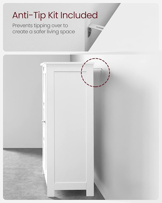 VASAGLE Floor Storage Cabinet, Freestanding Storage Unit with 3 Drawers, 1 Adjustable Shelf, for Bathroom Living Room Dining Kitchen, 11.8 x 23.6 x 31.5 Inches, White UBBC49WT