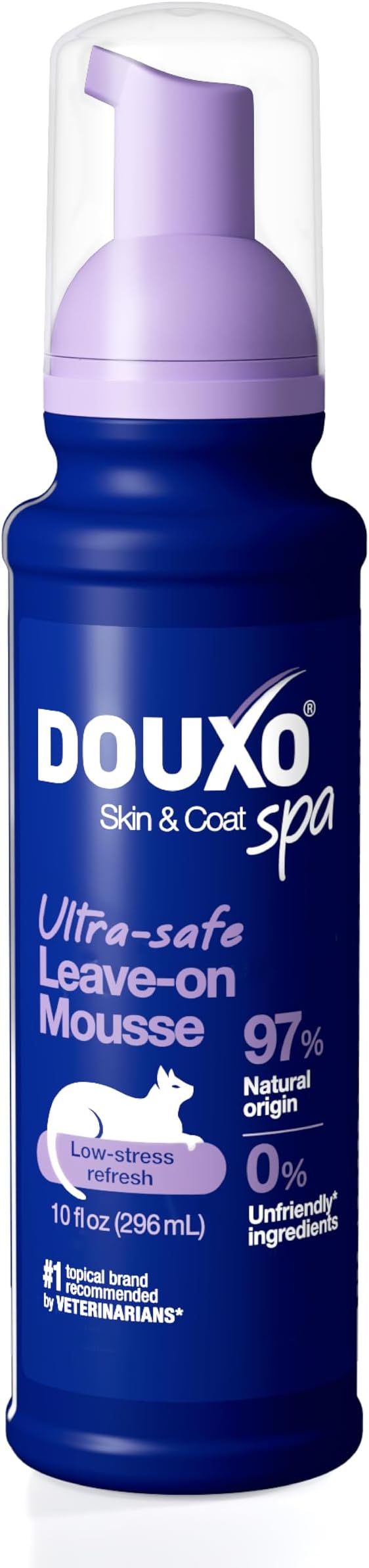 DOUXO® Skin & Coat SPA - Ultra-Safe Low-Stress Refresh Leave-on Mousse for Cats, 10 fl oz, Leaves The Coat Clean, Refreshed, Soft, Radiant and Smelling Great, Skin-Friendly Formula