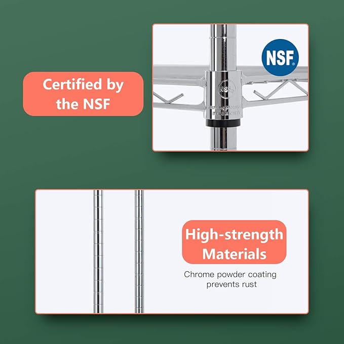 FDW 14" D×36" W×72" H Wire Shelving Unit Metal Shelf with 5 Tier Adjustable Layer Rack Commercial Strong Steel for Restaurant Garage Pantry Kitchen，Chrome