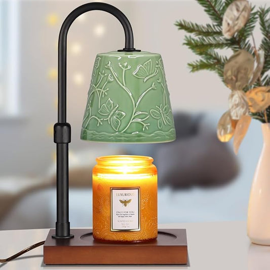 Ceramic Candle Warmer Lamp Dimmable, Electric Scented Wax Melt Warmer, Candle Warmer Melter for Jar Candles Mothers Day Birthday Gifts for Women Mom Grandma, Home Offices Decor Light(Two Butterfly)
