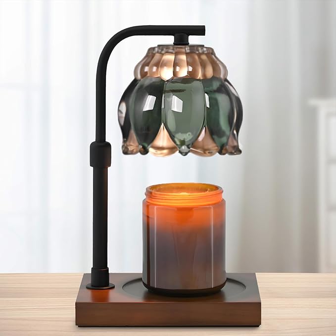 Candle Warmer Lamp Christmas Gifts for Women Mom, Compatible with All Jar Candles, Wax Melt for Candle Home Decor, Modern Farmhouse Decor, Candle Warmer Adjustable Height Timer DarkGreen