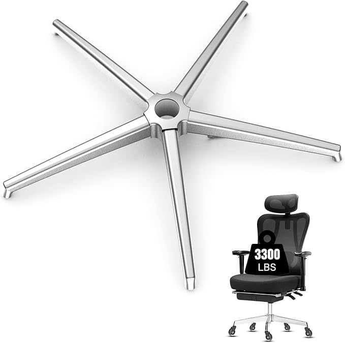 Office Chair Base Replacement (3300 lbs) - Heavy Duty Alloy Office Chairs Base Replacement, Office Chair Reinforced Metal Legs