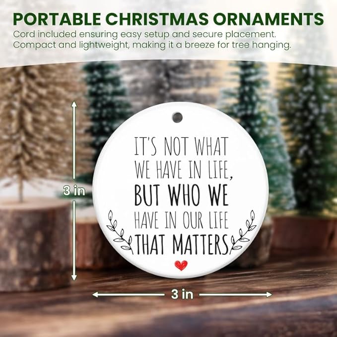 Christmas Family Ornaments for Men Women - Ceramic Christmas Tree Decoration Ornaments - Xmas Gifts for Family Mom Dad Daughter Son Friends, Inspirational Gift Ideas, BFF Friend Ornament