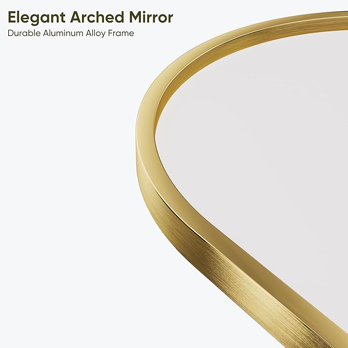 Full Length Mirror, 71"x28" Arched Full Body Mirror, Floor Mirrors with Stand, Body Mirrors Standing Hanging Leaning Against Wall,Aluminum Frame Mirrors for Bedroom Cloakroom,Living Room,Gold