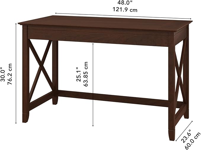 Bush Furniture Key West Writing Desk for Home Office in Bing Cherry 48W Small Modern Farmhouse Table