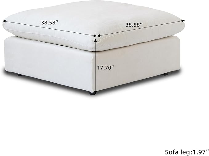 WJShome Modern Ottoman Module for Living Room, Cushion Covers Removable, Minimalist Comfy Breathable Footstool,White