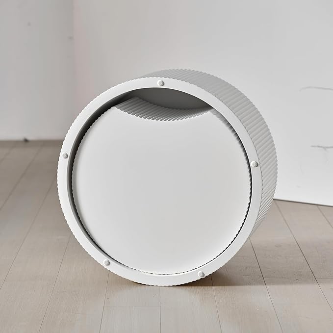 Round Nesting Coffee Table Set of 2, Round Fluted Coffee Tables for Living Room Modern Nesting End Side Tables for Small Spaces (C White)