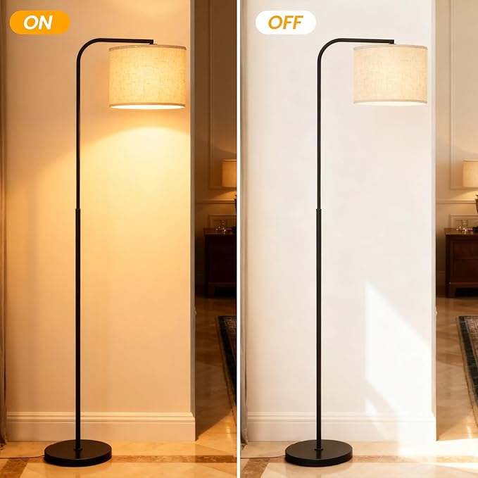Remote Floor Lamp for Living Room and Bedroom - Modern Standing Lamps Tall with Led Blub and Dimmable Light - Black Arc Room Lights with Shade for Home Decor, Office, Corner and Reading
