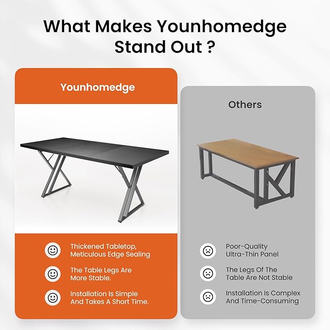 70.9 Inch Executive Desk, Large Office Computer Desk with Thicken Frame, Modern Simple Workstation Business Furniture for Home Office, Modern Industrial Style(Black)