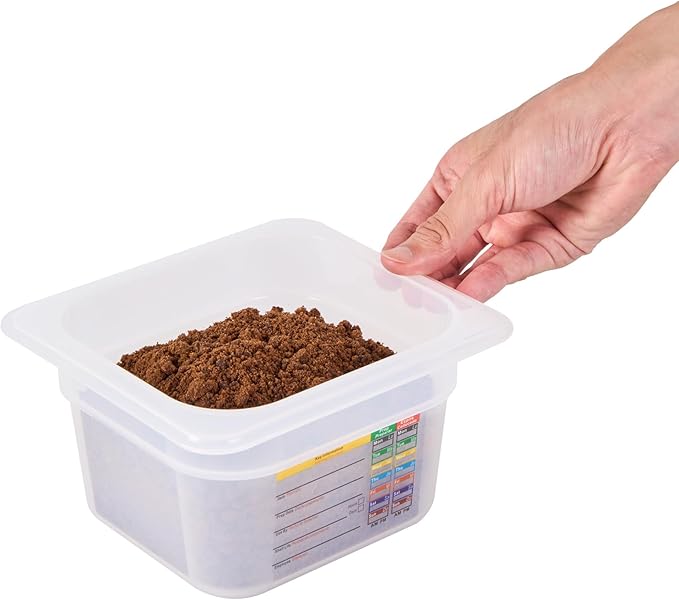 Restaurantware Food Pans Pack of 10 Plastic Square Food Containers 1/6 Size with Traceability Label, Storage Containers Dishwashable Hot Cold Friendly for Restaurants Buffet Commercial Use