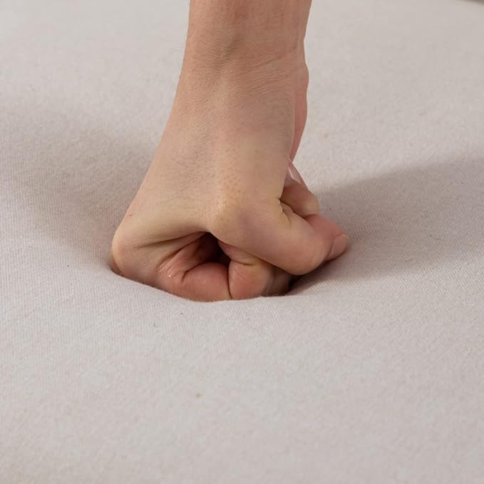 Modern Dining Chairs Set of 4, Comfy Linen Fabric Armless Side Chairs with Backrest Wooden Upholstered Seat Black Metal Legs for Dining Room Living Room, White