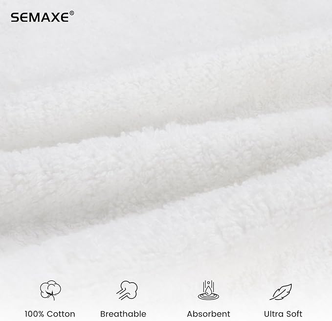 SEMAXE 100% Cotton Hand Towel for Bathroom, White Hand Towels with Hanging Loops, Hotel Spa Quality Absorbent Towels, 27" L x 16" W, 4 Pack Hand Towels, Gift Box Packaging