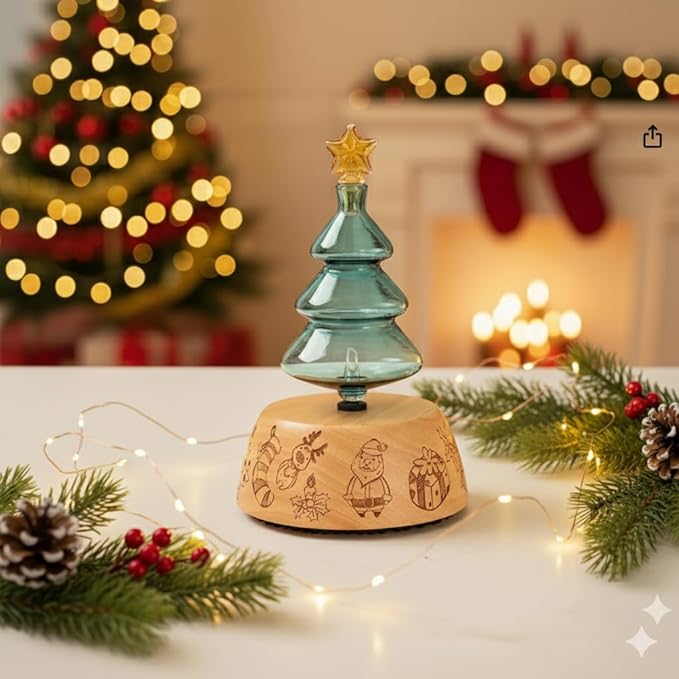 Christmas Tree Aromatherapy Diffuser for Essential Oil, Waterless Glass Nebulizer w/ Auto-Off Switch, Best Christmas Gifts & Decoration Ideas for Women, Friends, Family