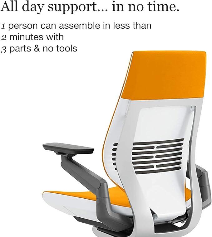 Steelcase Gesture Office Chair - Ergonomic Work Chair with Wheels for Carpet - Comfortable - Intuitive-to-Adjust for Desk - 360-Degree Arms - Tangerine Orange Fabric
