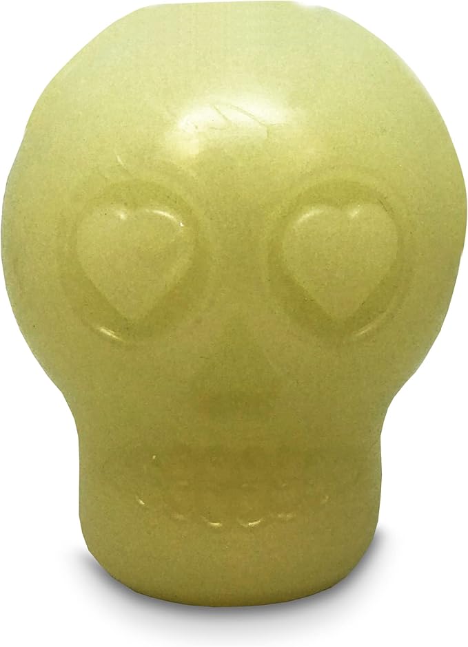 SodaPup MuttsKickButt Glow in The Dark Skull – Durable Dog Treat Dispenser & Chew Toy Made in USA from Non-Toxic, Pet Safe, Food Safe Rubber Material for Mental Stimulation, Problem Chewing, & More