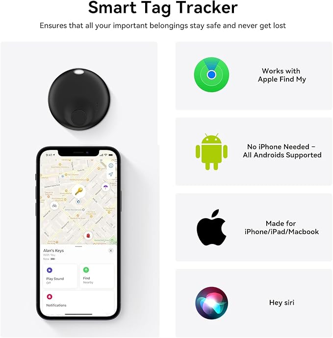 Air-Tag Item Finders with Apple Find My APP (Android Compatible) Air Tags Help You Track Your Keys, Wallet, Luggage, Backpack, Super Lightweight (1 PC)