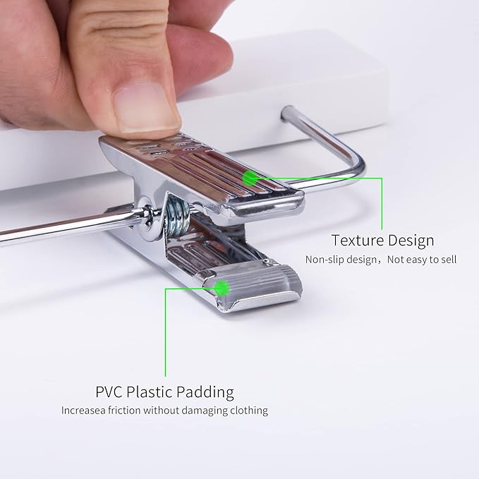 Nature Smile Deluxe Wooden Pants Hangers, Solid Lotus Wood, with Clips, Pack of 28, White