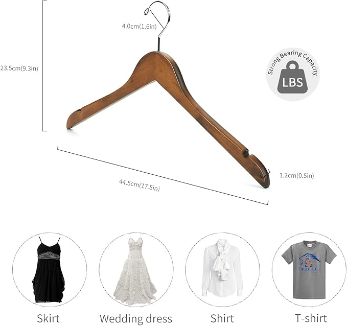 Nature Smile 20 Pack High Grade Lotus Wooden Hangers Wood Shirt Hangers,Dress Coat Jacket Clothes Hangers,with Extra Smooth Finish, 360 Degree Swivel Hook(Retro)