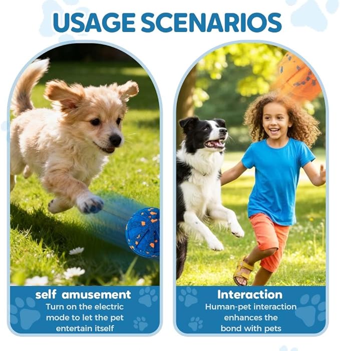 2025 Upgraded Smart Interactive Vibrating Dog Ball Toy, Durable Dog Ball with Automatic Moving, Waterproof Smart Electric Bouncing Balls, Automatic Dog Toy Dogs (Yellow)