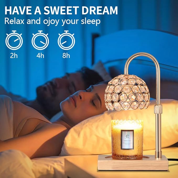 Dimmable Candle Warmer Lamp Adjustable Height Electric Wax Melt Warmer for Scented Jar Candles for Home Decor Christmas Birthday Gifts for Women Mom with 2 Bulbs