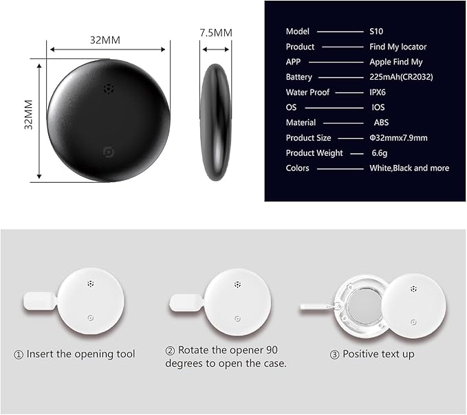Smart Tracker Tags-1 Pack for iOS-Accurate Location Tracking-Waterproof & Compact Design-Long-Lasting Battery-Ideal for Keys, Luggage, and Pets (WhiteF, 1 PCS)