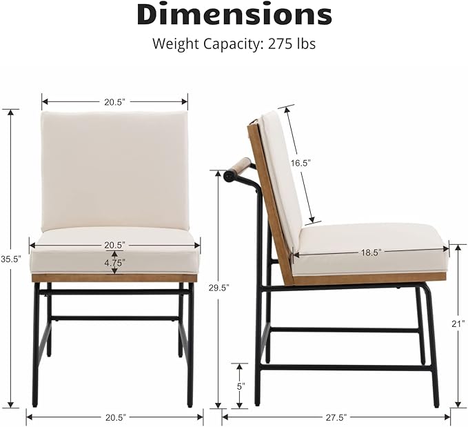 HEAH-YO Modern Dining Chairs Set of 6, PU Leather Upholstered Dining Chairs with Backrests, Armless Dining Room Chairs for Kitchen, Beige