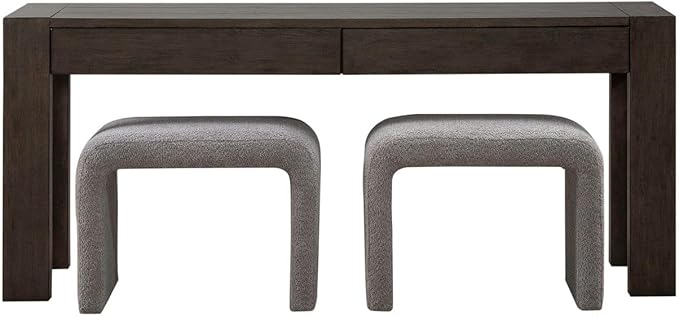 Liberty Furniture Cascade Falls 3 Piece Set - Accent Console Table, 2 Upholstered Stools - Satin Espresso
