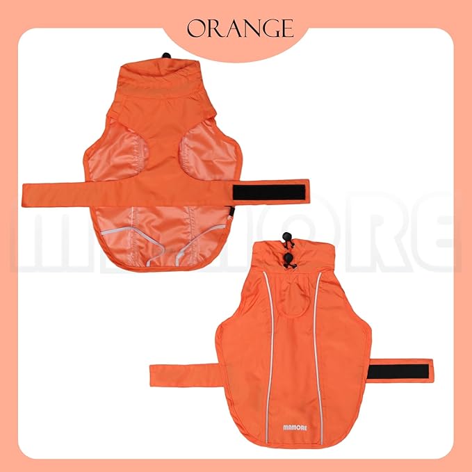 Waterproof Dog Raincoat with Reflective Strip, Adjustable Breathable Rain Coat Jacket with Leash Hole for Dogs (Orange, X-Large)
