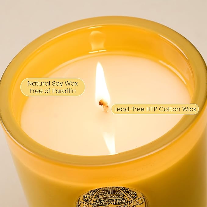 M&SENSE Natural Soy Candle | Sugared Lemon & Yellow | 9.2 oz, 50H Burn Time | Luxury Scented Candle for Relaxation, Gifting, Home Décor | Ideal for Bedroom, Office, Party Ambiance