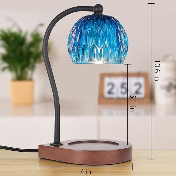 Candle Warmer Lamp with Timer-Electric Candle Warmer Lamp for Jar Candles with 2Bulbs Candle Warmer with Timer & Dimmer for Home Decor Gifts for Women Mom Christmas (Black-Blue)