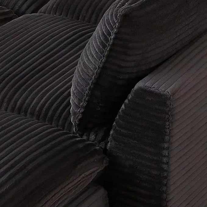 80" Cloud Sectional Couch with L-Shaped Chaise, Corduroy Sectional Sofa with Ottoman, Boneless Couch with Deep Seat in a Box for Living Room, No Assembly Required (Dark Grey)