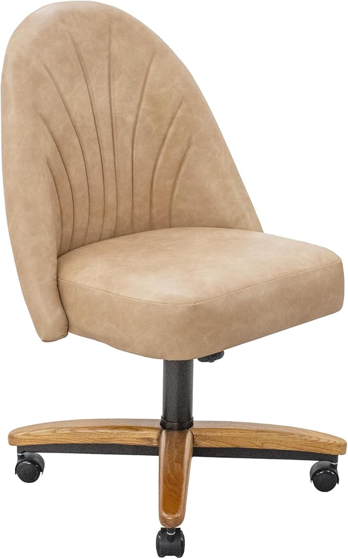 Chromcraft Caster Swivel Tilt Dining Chairs, PU Leather Chairs with Soft Wheels, Ultra Comfy Sturdy Kitchen Chairs, Rolling Chair on Wheels for Home (Ivanhoe NPL Nude)