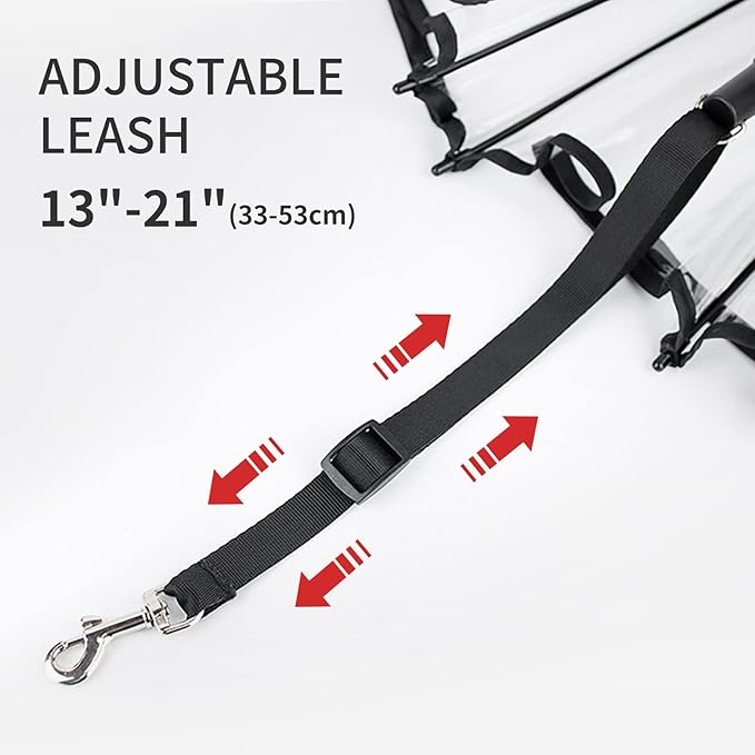 NAMSAN Dog Umbrella for Small Dogs, Self-Assembly Dog Umbrella Leash, Clear Doggie Rain Umbrella, Puppy Walking Umbrella with Adjustable Leash